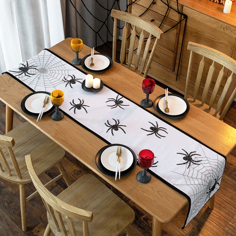 Black Spider Web Halloween Table Runner image 4