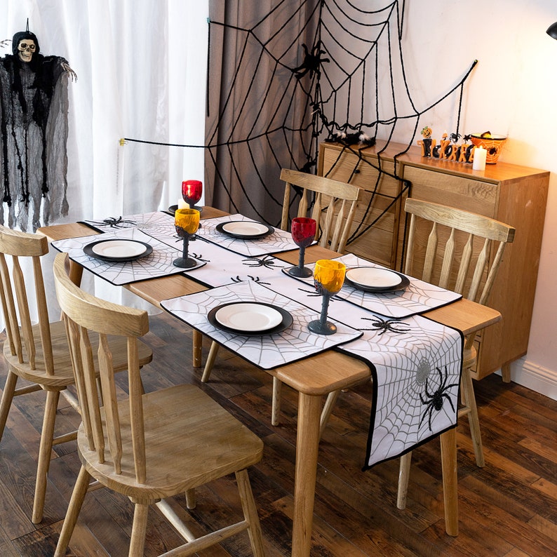 Black Spider Web Halloween Table Runner image 5