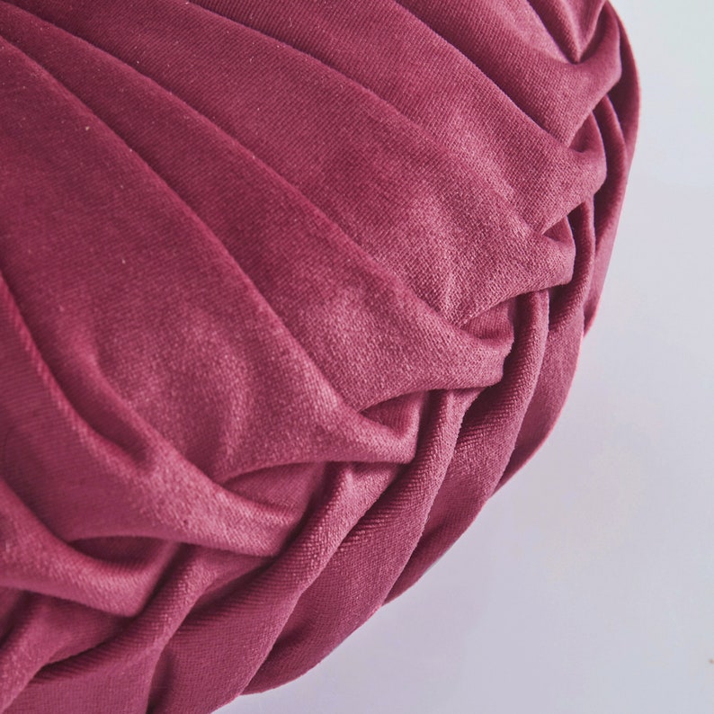 Round Pintuck Throw Pillow 14.5 Burgundy Etsy