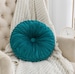 Round 14.5” Pintuck Throw Pillows, Teal Color 