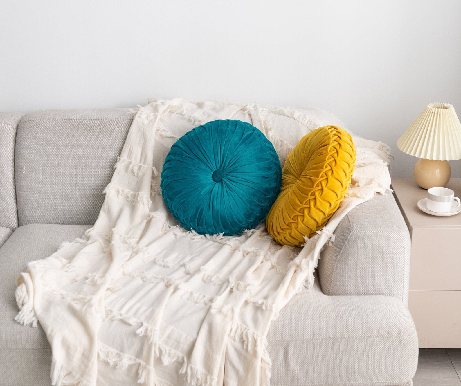 Round 14.5 Pintuck Throw Pillows Teal Color Etsy