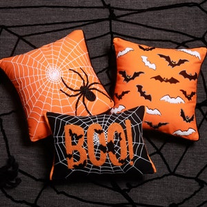 Halloween Bats Orange Pillow Cover image 9