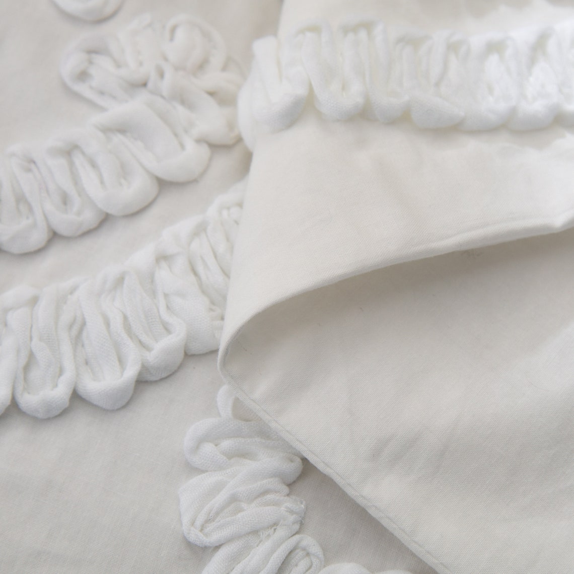 White Handcraft Embroidered Deco Throw Pillow Cover Etsy