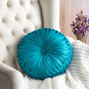 Round 13.5 Pintuck Throw Pillow Turquoise