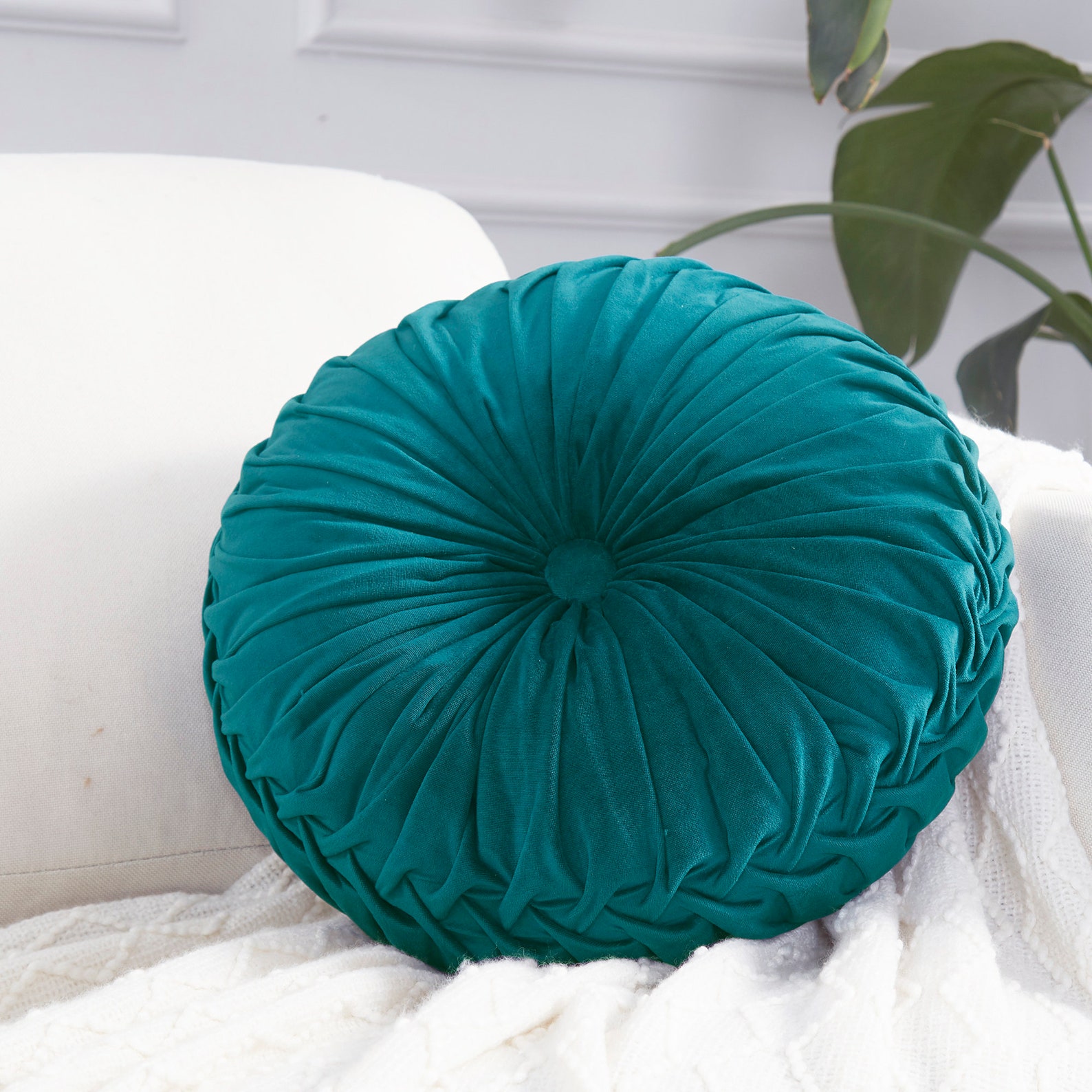Round 14.5 Pintuck Throw Pillows Teal Color Etsy