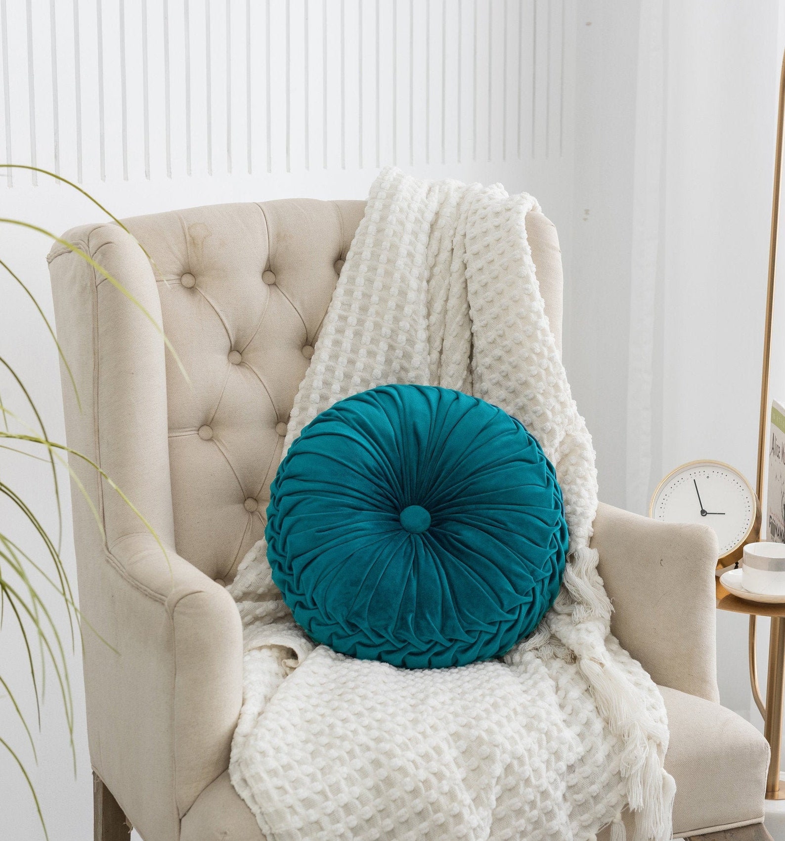 Round 14.5 Pintuck Throw Pillows Teal Color Etsy