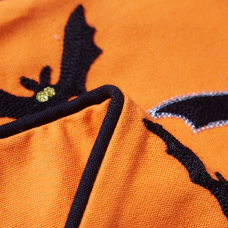 Halloween Bats Orange Pillow Cover image 8