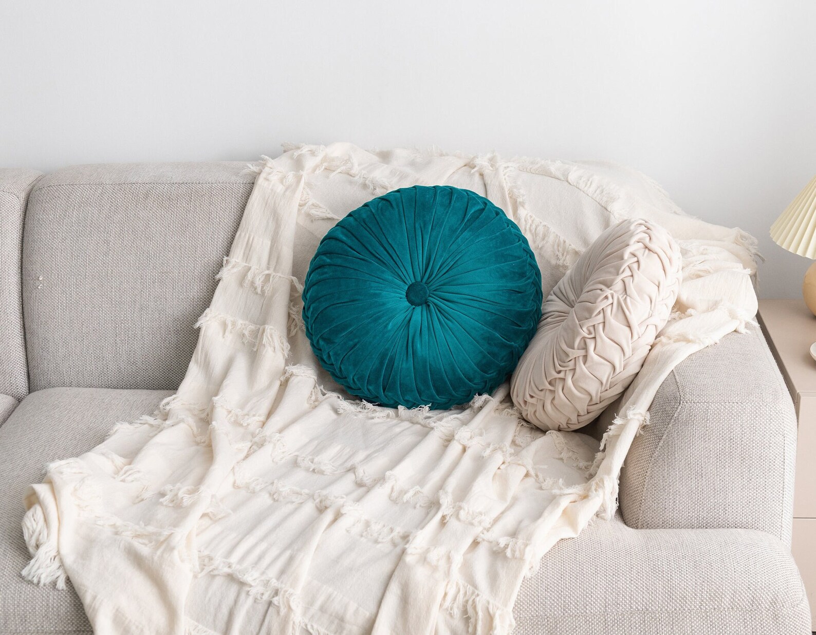 Round 14.5 Pintuck Throw Pillows Teal Color Etsy