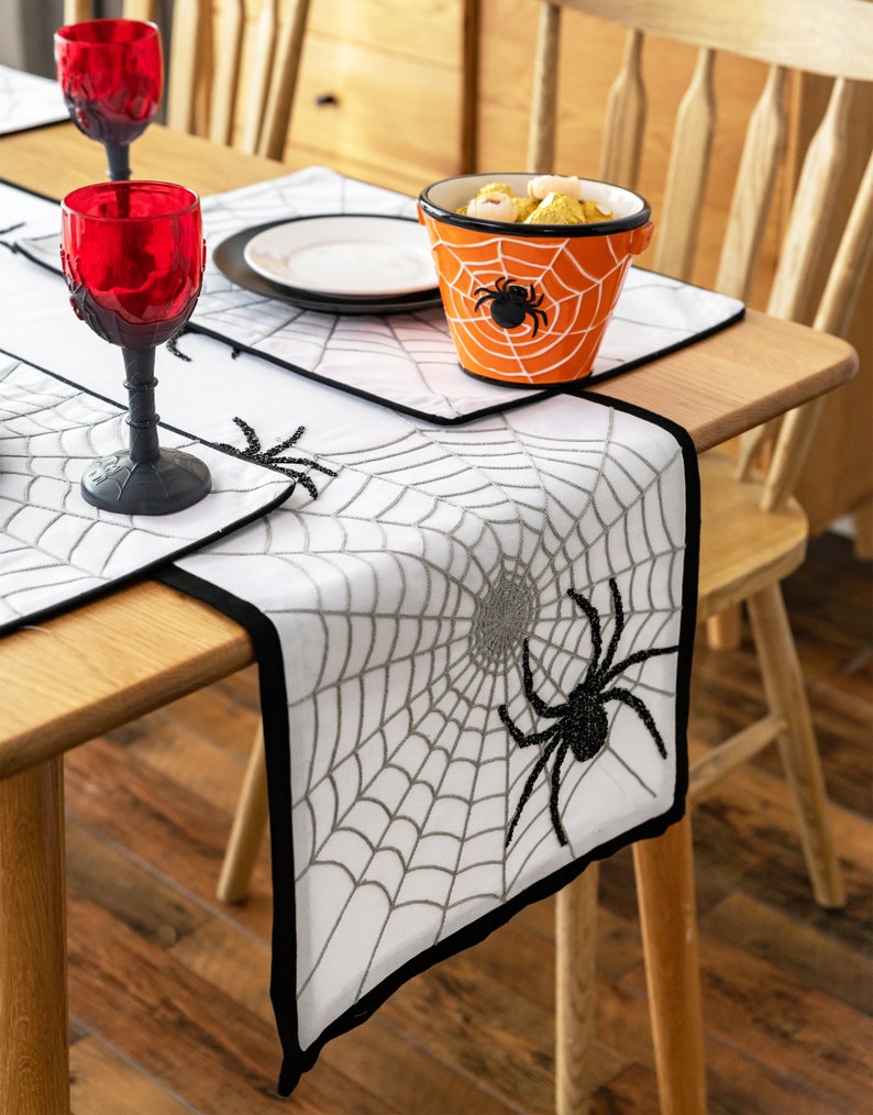 Black Spider Web Halloween Table Runner image 7