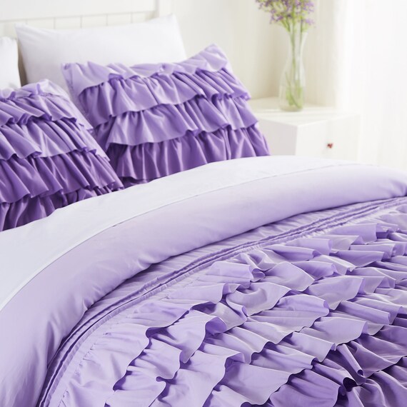 Gorgeous 3 Pieces Waterfall Flowing Ruffle Comforter Set Etsy