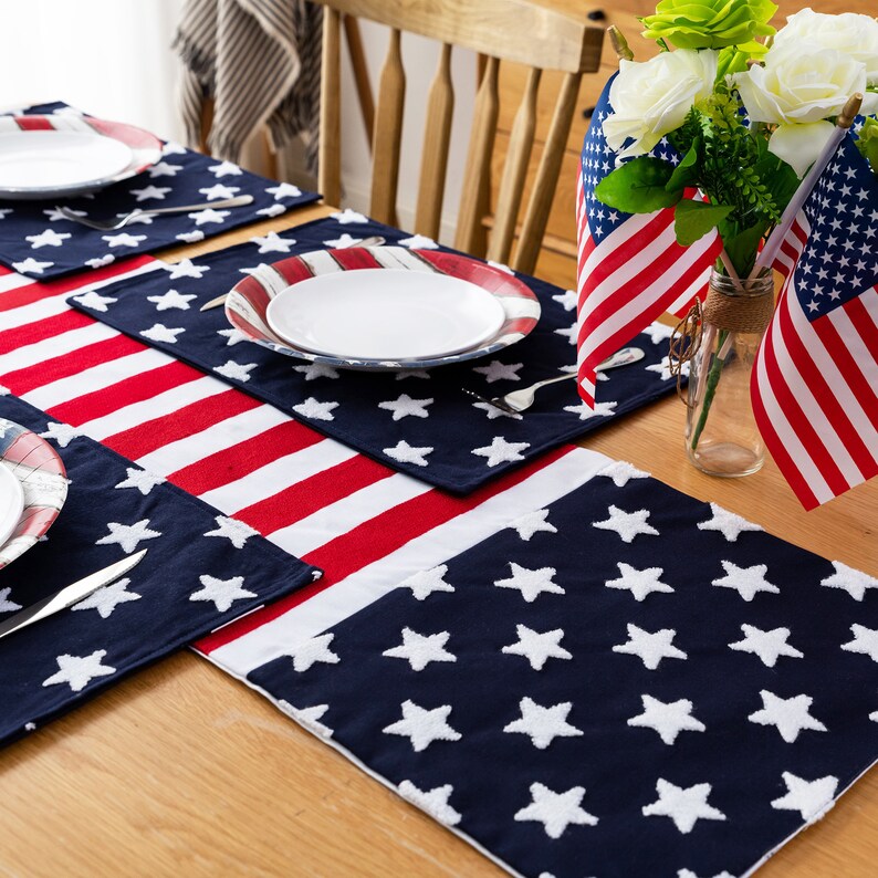 4th of July Embroidered Stars Placemats Etsy