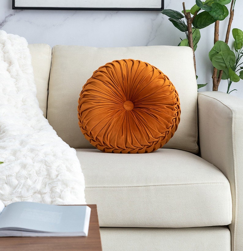Round 13.5 Pintuck Throw Pillows Etsy