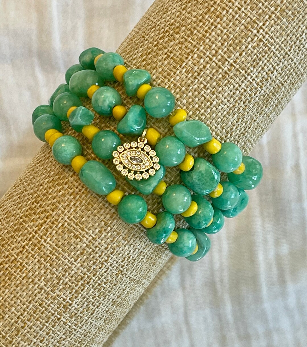 Turquoise Evil Eye Bracelet, Beaded Evil Eye Bracelet, Beaded Wrap