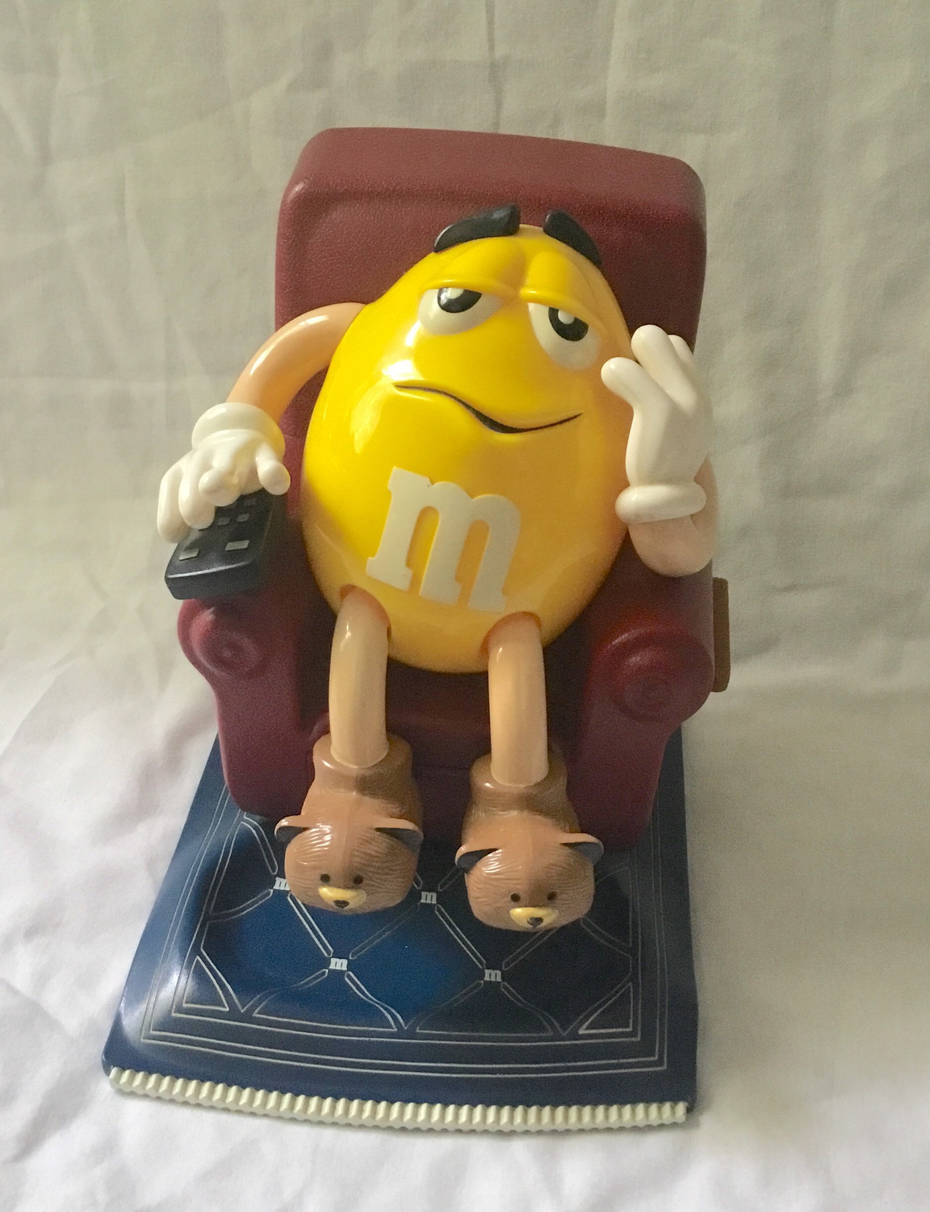 M&M Candy Dispenser - Yellow Peanut M&M Sitting in Recliner Chair