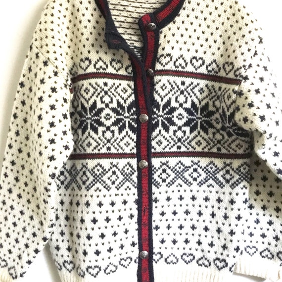 Vintage L.L. Bean Nordic Snowflake Wool Button Sweater Medium Classic Warm Winter Etsy