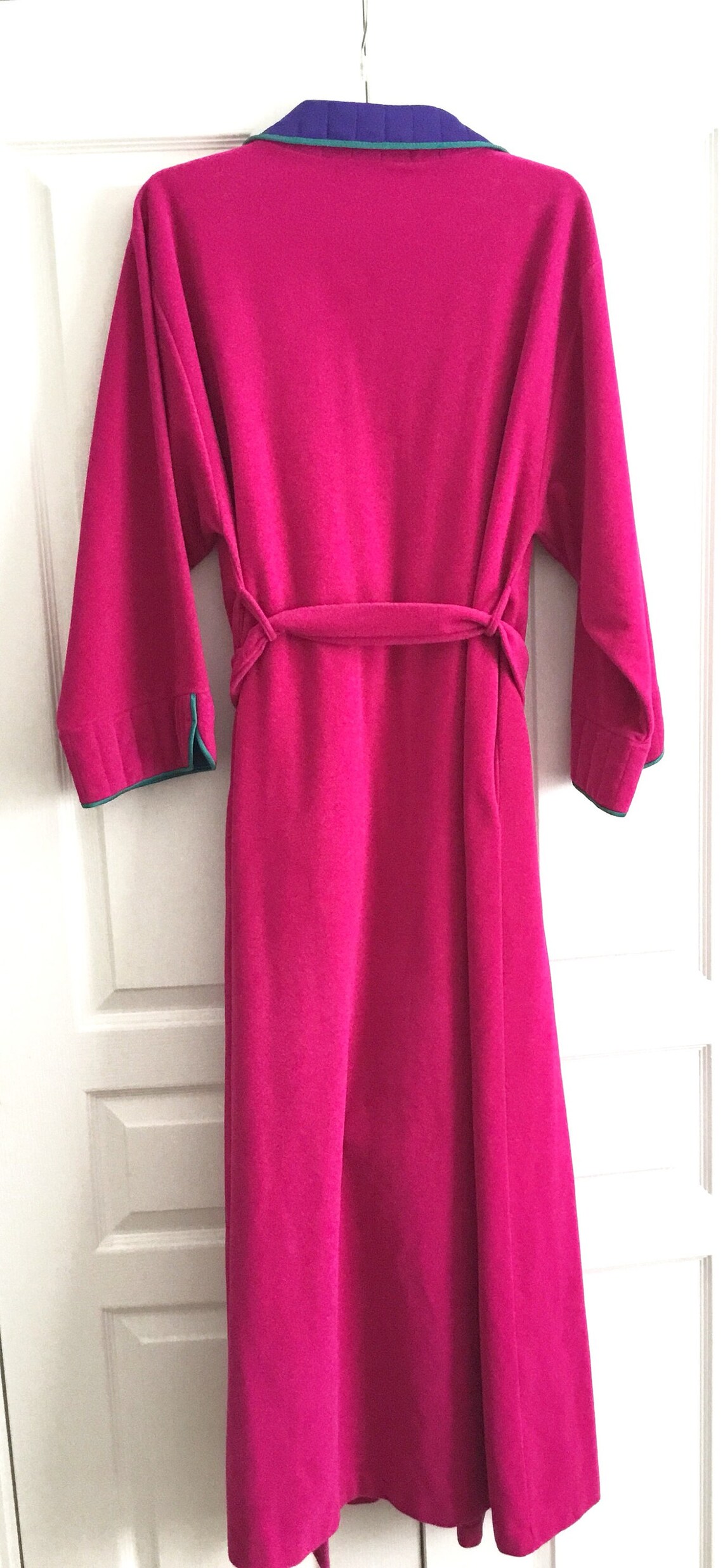 Vanity Fair Womens Velour Robe Medium Quilted Collar Cuff Wrap Etsy