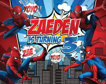 Personalized Spider-Man Comic Birthday Banner/Backdrop