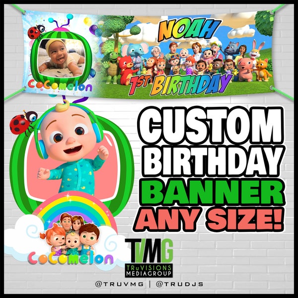 Personalized Coco Melon Birthday Banner/Backdrop