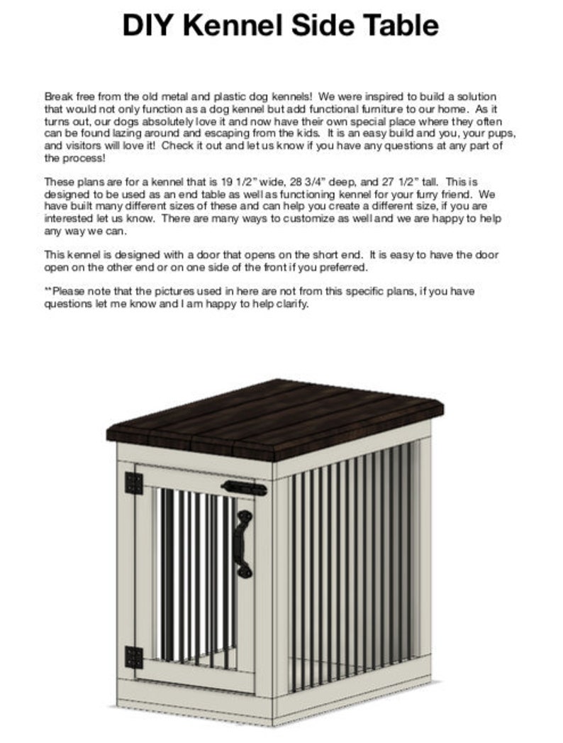 Plans for DIY Dog Kennel End Table Etsy