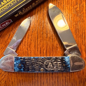 Rare Case XX 2009 62131 SS Blue Bone Silver Script Canoe Knife
