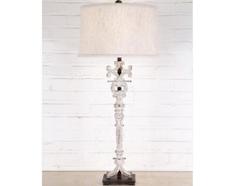 Handmade Unique Vintage Look Modern Farmhouse Style Iron Buffet Table Lamp with Linen Shade. More Options Available.  Click for Details!