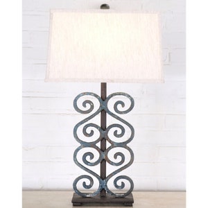 Blue Accent Lamp with Shade - Antique Style Lamp - Unique Table Lamp - Lamp for Living Room, Office, Bedside Table - Ferro Designs LLC