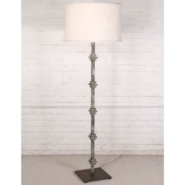 Handmade Iron Floor Lamp With Shade-Modern Farmhouse Floor Light-French Country Living Room Lamp-Gray Distressed Finish-More Finish Options
