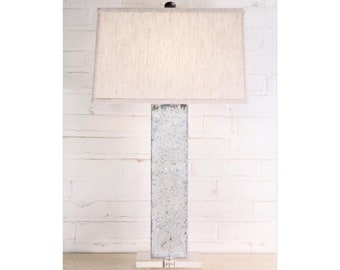 30" Tall Handmade Metal Shabby Chic Table Lamp With Acrylic Base and Linen Lamp Shade, More Options Available, Christmas Gift