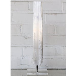 Selenite Crystal On Stand-Acrylic/Lucite Base-White Selenite-Healing Selenite-Crystal Decor-Home Decor-Living Room Decor-Christmas Gift