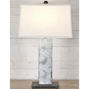 27" Tall Handmade Metal Rectangle Post Table Lamp with Linen Shade.  More Options Available.  Click for Details!