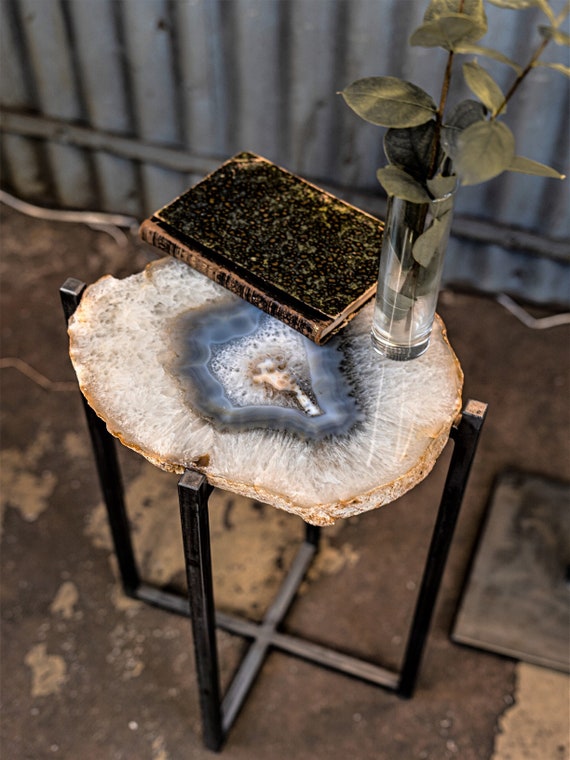 Agate Side Table natural Stone End Table handmade Bedside Table