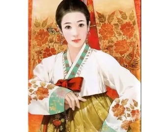 DIY 5D Diamant Malerei Set koreanische Mädchen Malerei Traditionelle Kleidung voller Bohrer 3D Stickerei Kunst Handwerk Wohnkultur