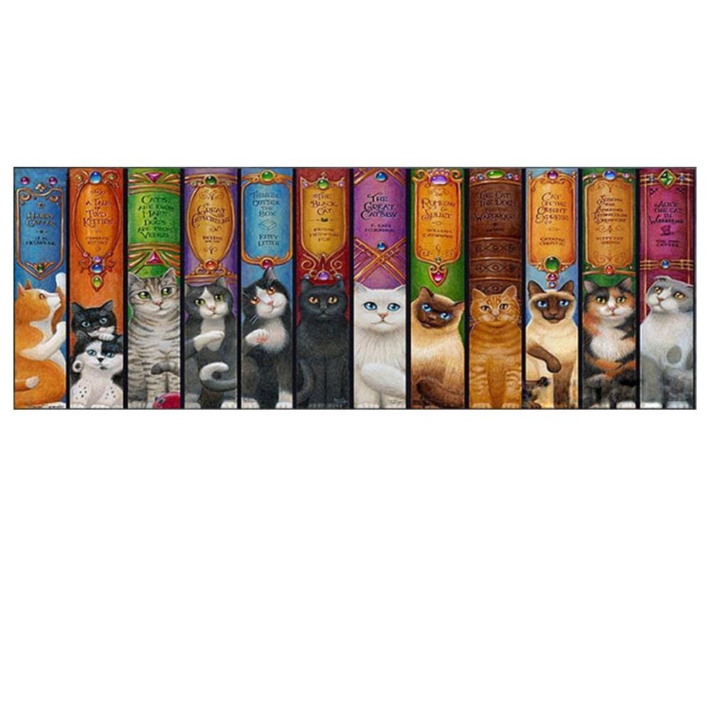 Cartoon Cat Bookshelf 5D Diamond Painting, DIY Mosaic Art - Etsy