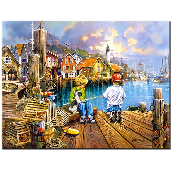 5D DIY Diamond Painting children fishing Square/Round Resin Drill Embroidery Full display Cross Stitch Rhinestone Art seaside