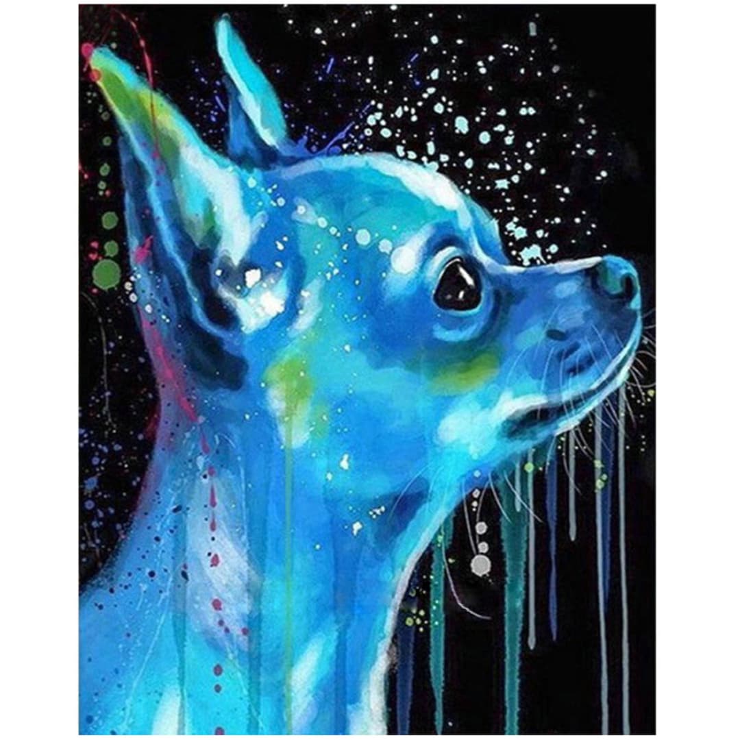 5D Diamond Painting,Cani Chihuahua DIY Pittura Diamante Kit Trapano Completo Adulti Bambini con i Numeri Strass Cristallo Ricamo Punto Croce Mosaico Canvas Art per Decorare la Casa Round Drill 30x60cm
