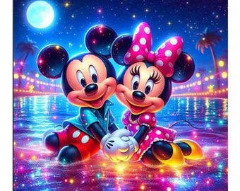Mickey & Minnie Mouse Diamant Malerei Set, DIY Mosaik Kunst