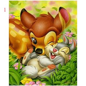 Dibujos Animados Sika ciervo conejo bordado de diamantes 5D Diy pintura de diamante adhesivo para pared mosaico decoración del hogar artesanías de costura