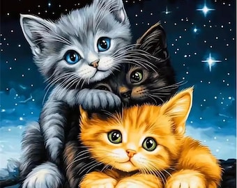 Kit per pittura a diamante con motivo gatto, mosaico artistico con gatto