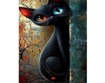 Zestaw do malowania diamentami „Black Cat Diamond Panther”: pełne malowanie żywicą (zrób to sam)