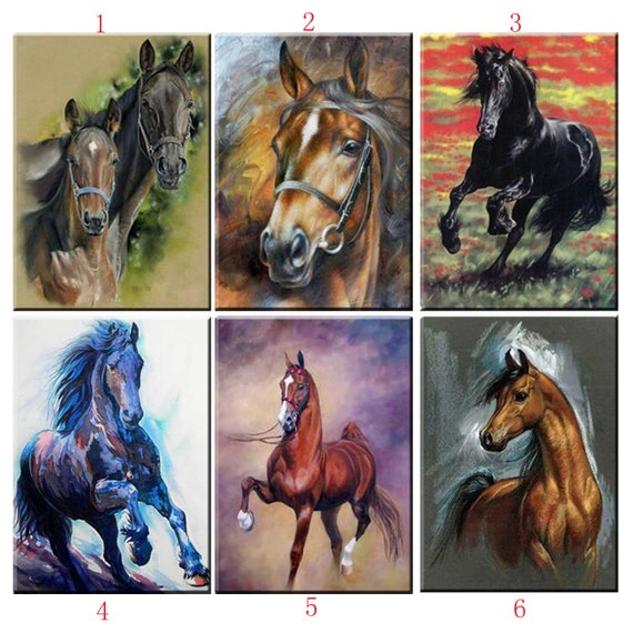 7 Size 5d Diy Diamond Painting Cross Stitch The Running Horses Diamond  Embroidery Crystal Animal Diamond Mosaic Pictures Needlework