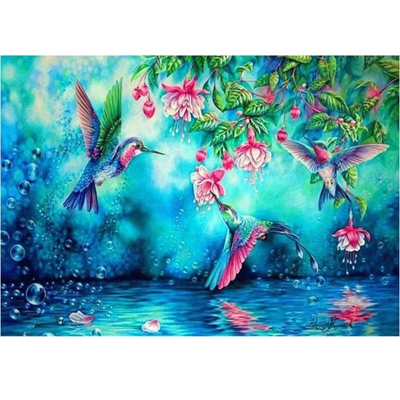 Full Square Round Resin Drill Diamond Painting Hummingbird Cross Stitch  Wall Art Decor DIY 5D Diamond Mosaic Picture Rhinestones 