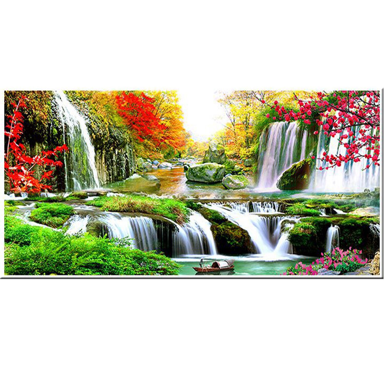 DIY Large Diamond Painting Cross Stitch, Landscape, Waterfall Wall Art,  Full Round Drill, Embroidery for Home Decor, 5D - AliExpress