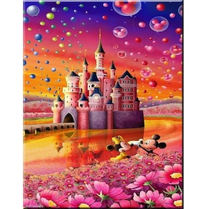 Diy Diamond Painting Cross Stitch Kits Dibujos animados 5D Mosaico Patrón cuadrado completo Redondo Resina Pedrería 3D Diamantes Bordado Mickey Castle