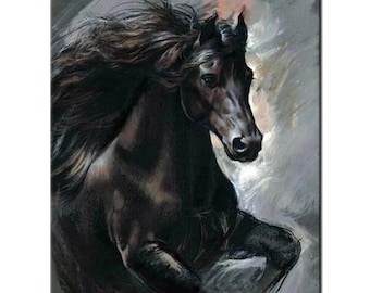 Diy diamond embroidery black horse diamond painting full 'square' and 'round' drill mosaic 3d cross stitch home decor