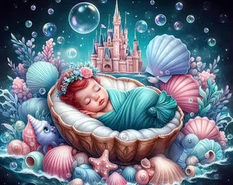 Baby Sleep Castle Sea Shell Conch Diamant Malerei Set, 5D Vollbohrer