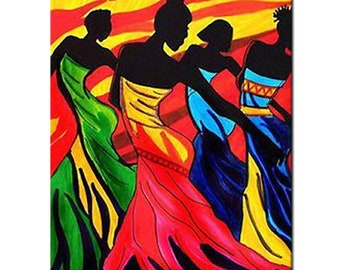 Peinture au diamant 5D Femmes africaines dansant au coucher du soleil Full Drill DIY Strass Peinture collée avec diamant Artisanat d’art