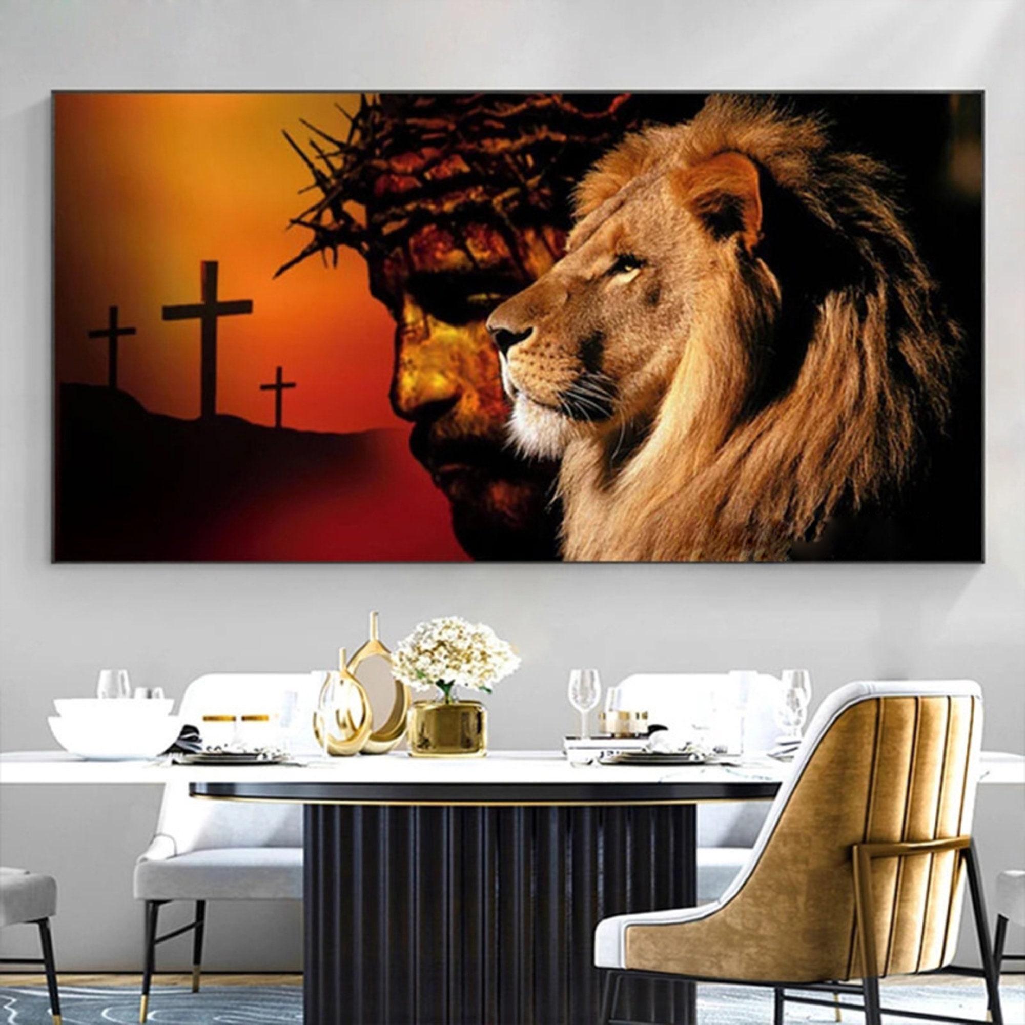Finished Product Passionate Lion Cartoon Diamond Painting Full Drill Mosaic  Art Wall Painting Home Decor Cross Stitch Gifts 