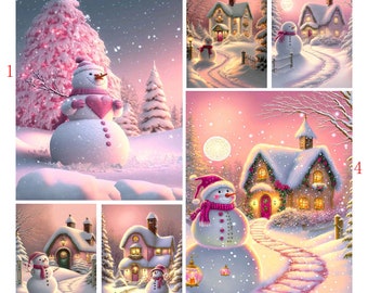 5D DIY Full Mosaic Diamond Painting New Arrival Winter Snow Man Castle Embroidery Cross Stitch Kit Rhinestone Home Decor