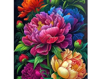 DIY Diamond Painting Kit:Peony Mosaic Art