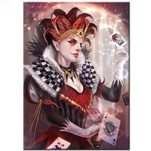 Diy Diamante bordado reina diamante pintura de mosaico de taladro completo imagen de pedrería payaso jugando a las cartas